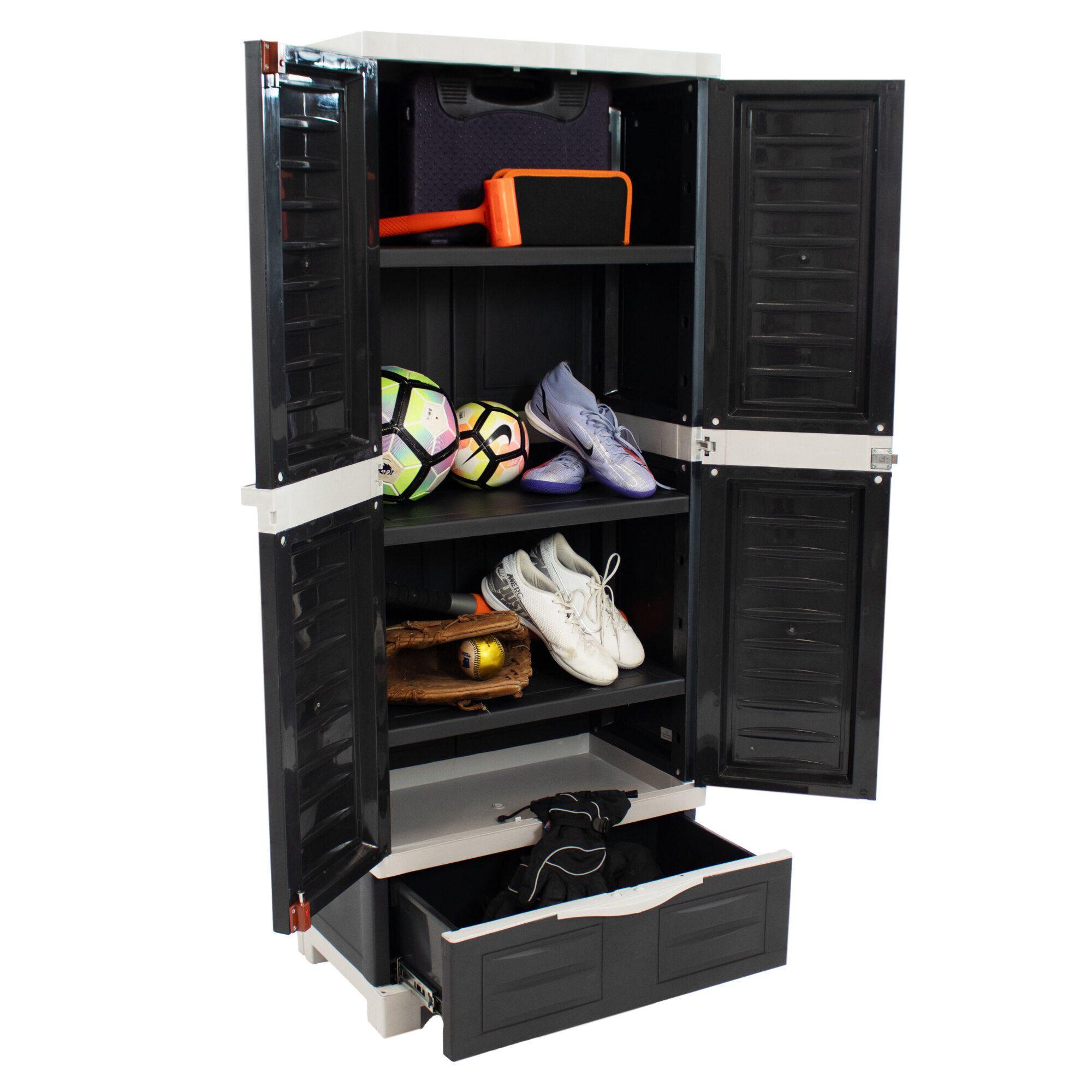 Sunnydaze Decor, 3-Shelf Lockable Storage Cabinet - Gray, Width 23.5 in, Height 48.75 in, Depth 14 in, Model# SUP-288